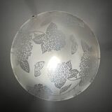 Glass basin decorated with flowers and butterflies Art Deco France Deveau 1925