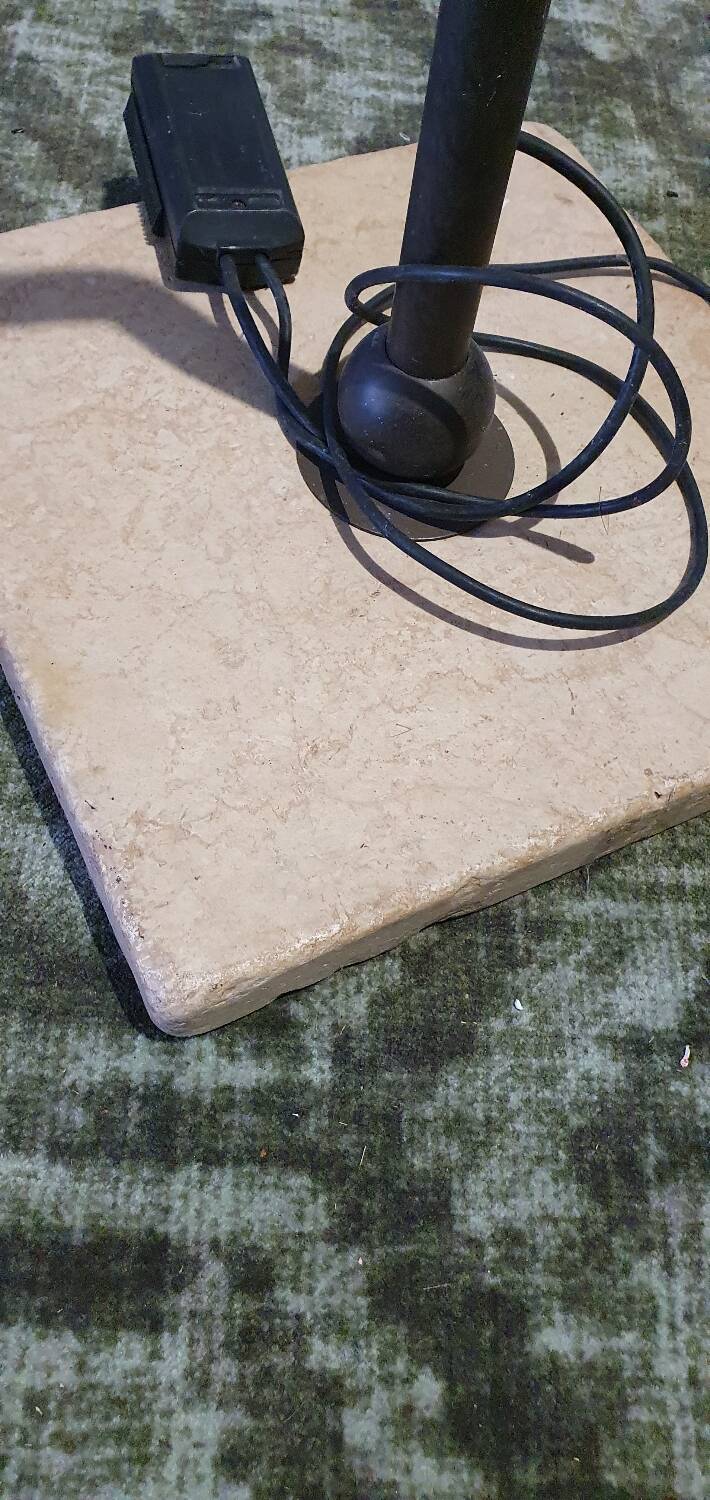 Lampadaire vintage serpent métal pied travertin avec verre de Murano