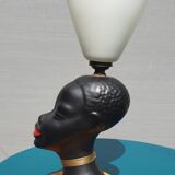 Ceramic lamp bust african woman vintage 1950