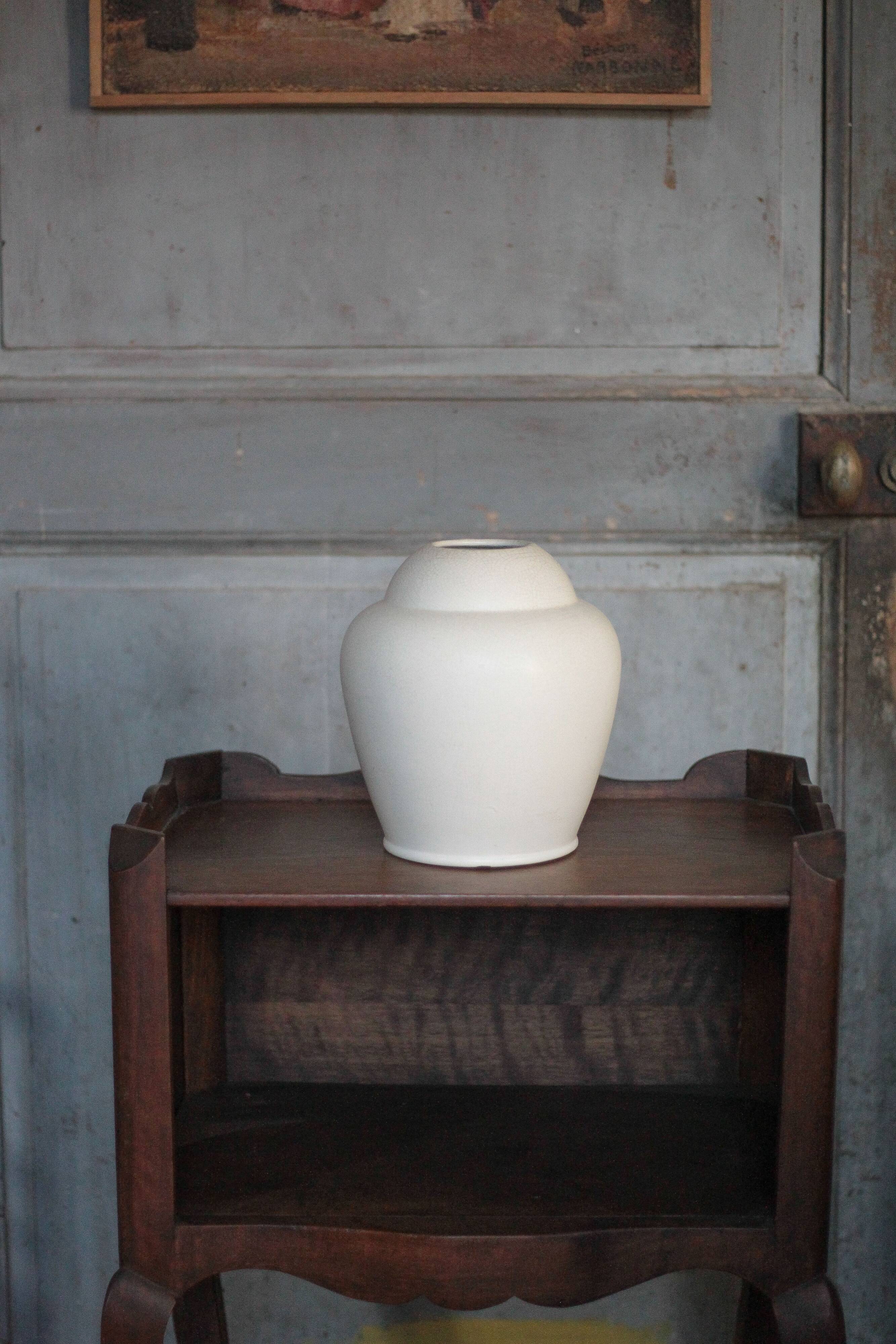 White earthenware vase by the French manufacturer Orchies.