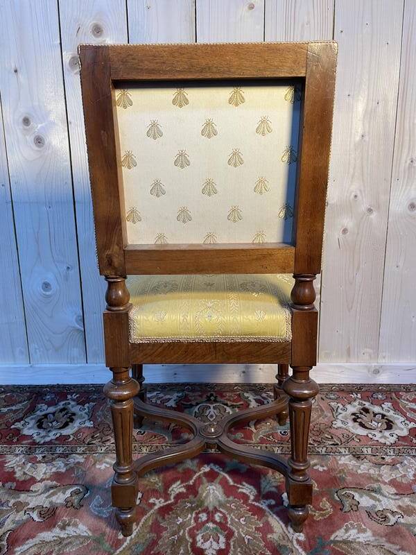 Suite de 6 chaises Napoléon III en noyer et tissu