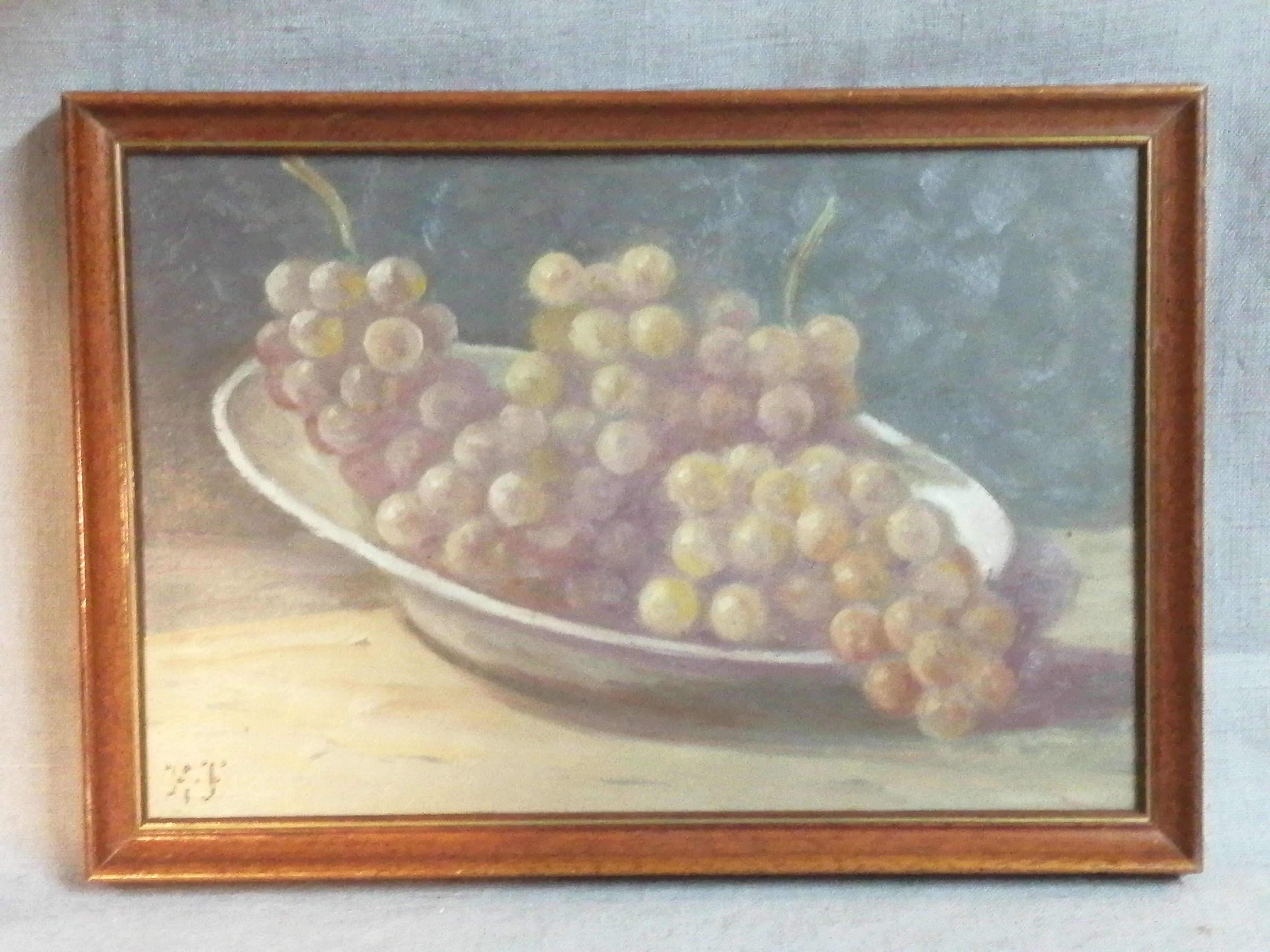 Pair of oil paintings with grapes