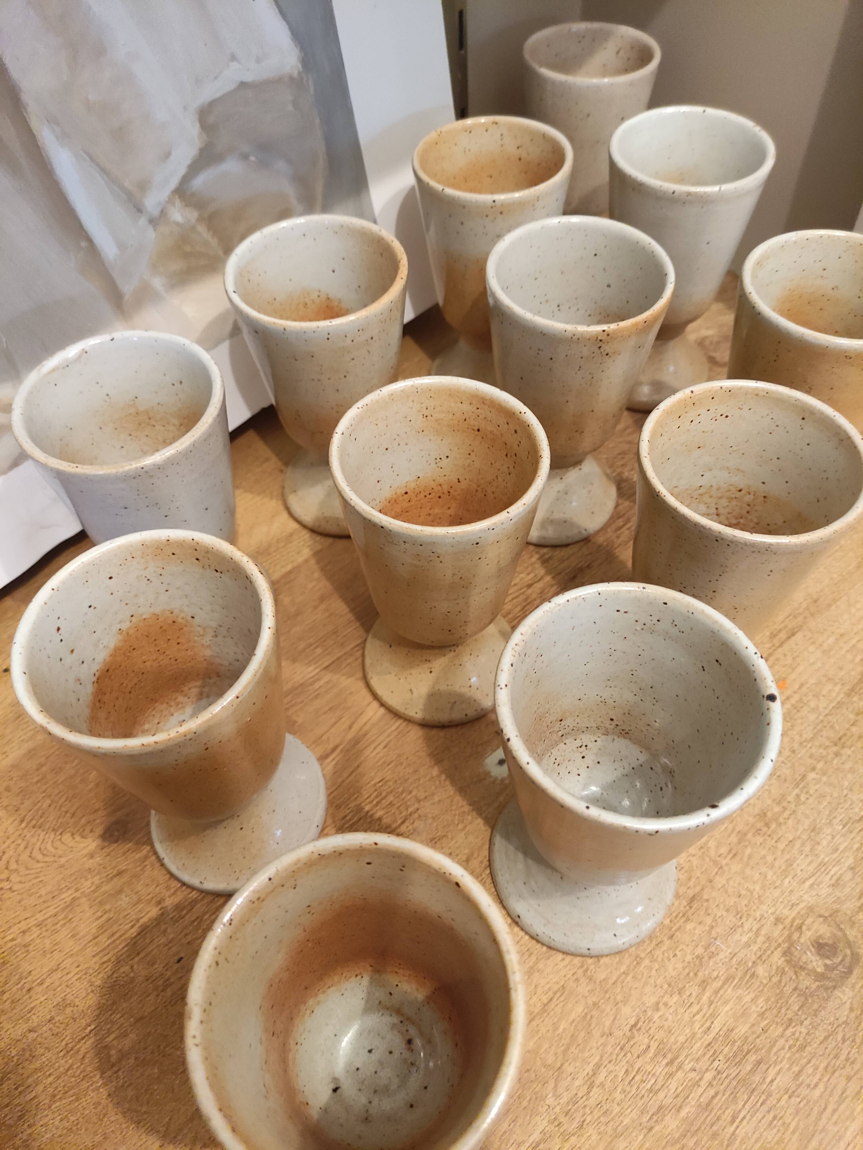 Set of 12 vintage stoneware mazagrans