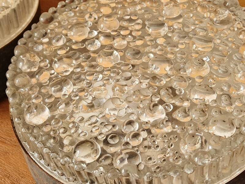 Pair of ceiling lights - staff leuchten - in moulded bubble glass - design 1960