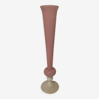 Vase soliflore opaline rose et blanc