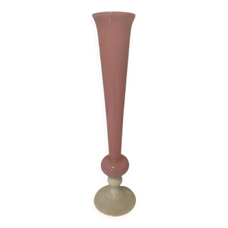 Vase soliflore opaline rose et blanc