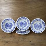 5 vintage Sarreguemines hollow plates, Castle model