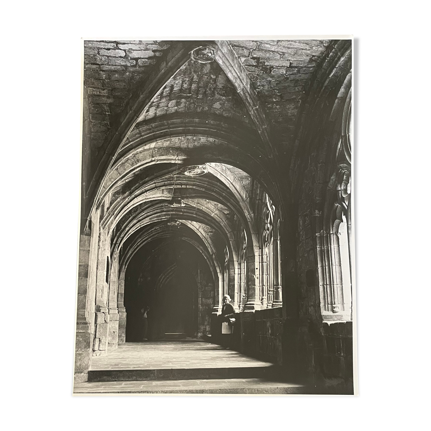 Photograph black and white silver print circa 1970 vaulted church