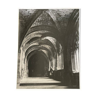 Photograph black and white silver print circa 1970 vaulted church