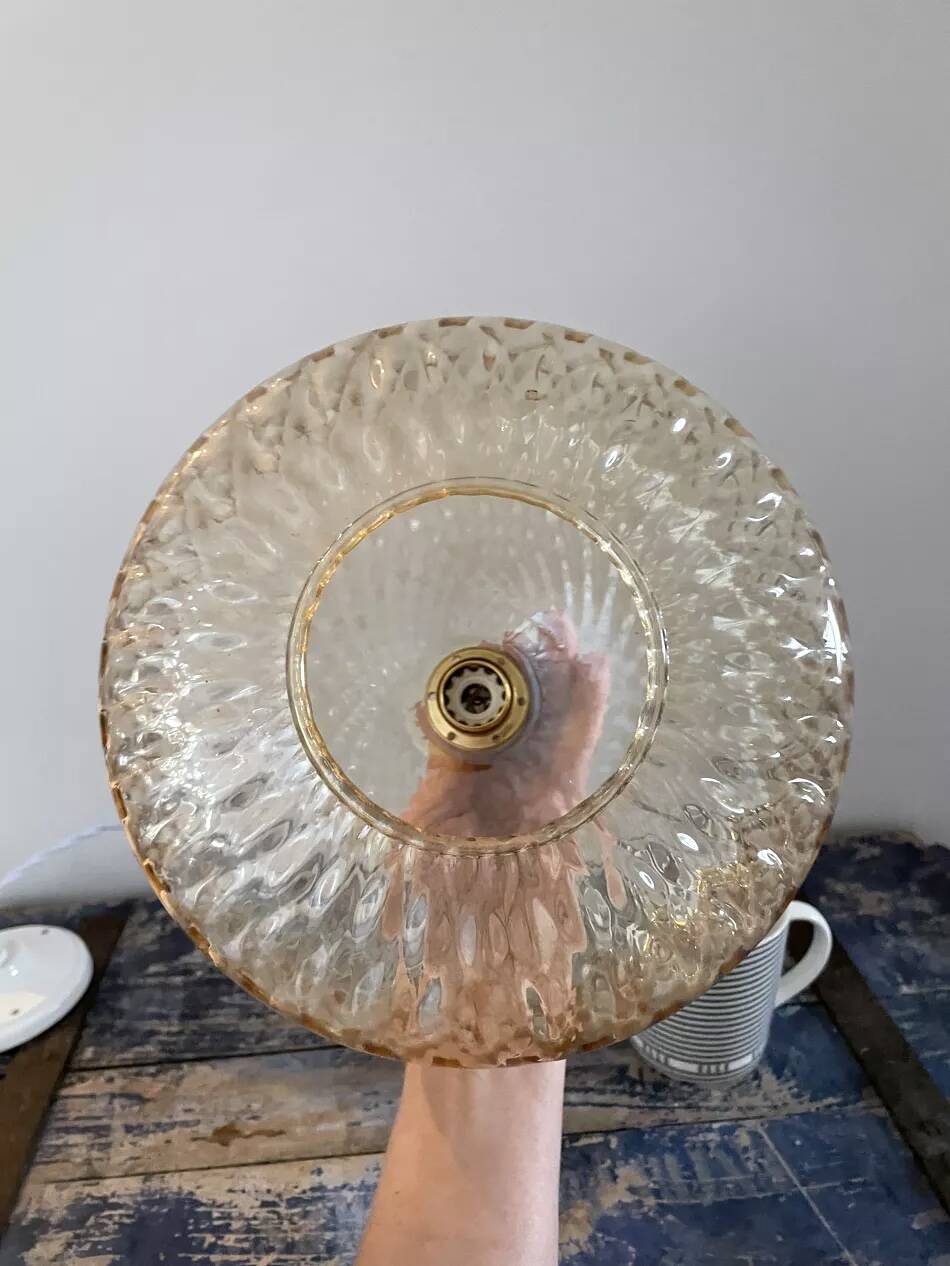 Gold-plated glass pendant light with diamonds