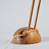 Turned wooden desk lamp, Swiss craftsmanship, circa 1970.