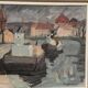 Original Swedish Oil on Canvas –“Harbour” by Georg Andersson – Signed – Vintage & Framed – 52 × 40 cm (20.4" x 15.7")