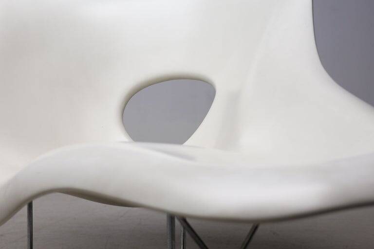 Early 2001 Vitra Eames La Chaise – Labeled, Sculptural Bone-White Patina
