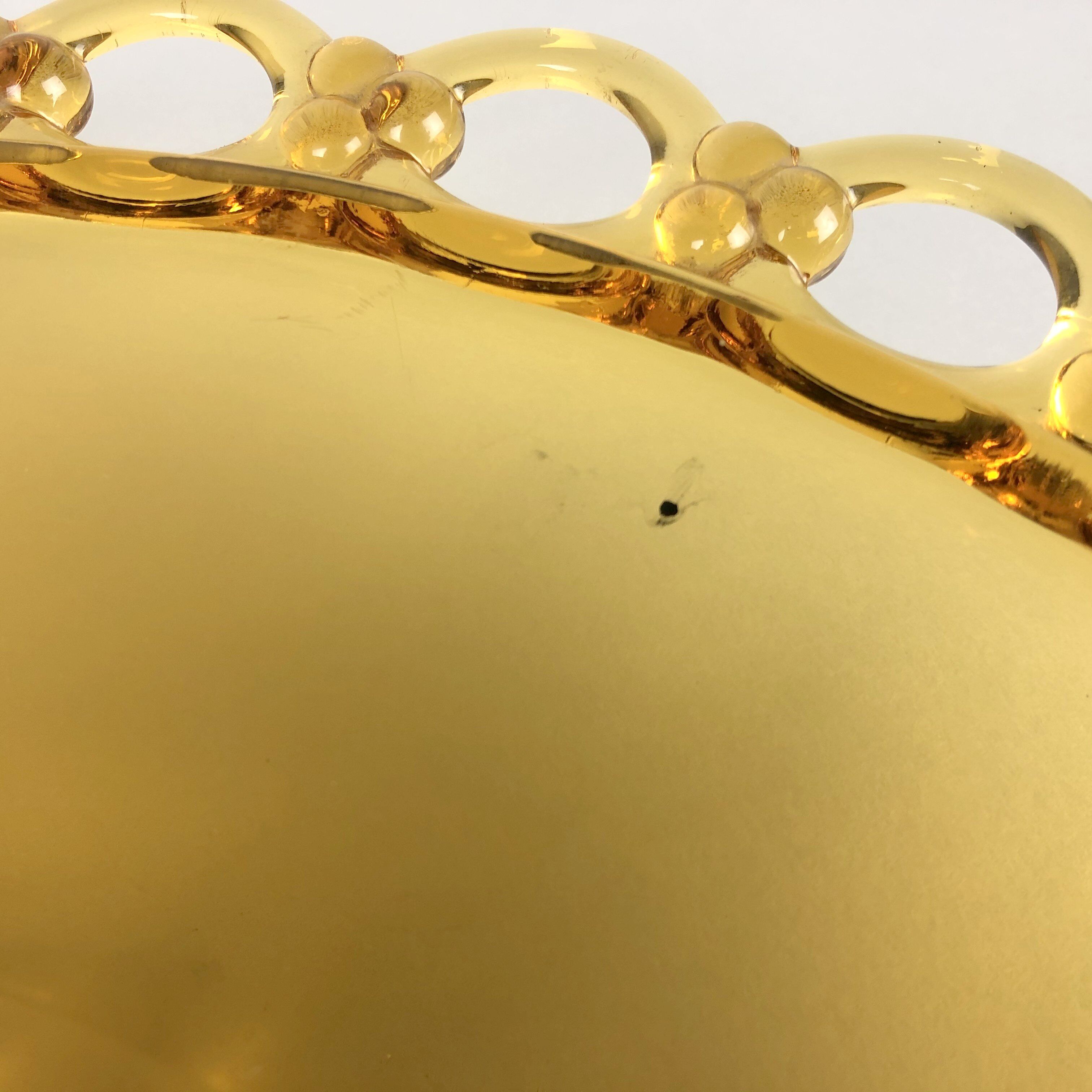 Amber Glass Bowl by Rudolf Schrotter for Rudolfova Hut Glassworks 1940's, Czechoslovakia