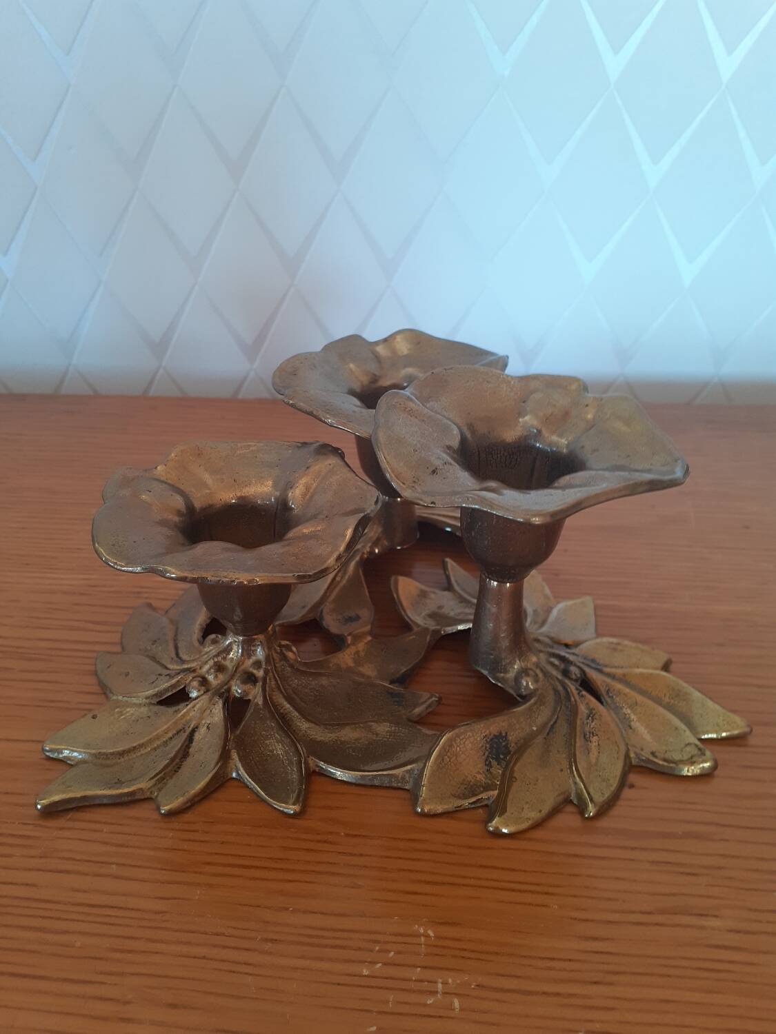 Brass flower candle holder