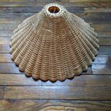 Vintage rattan wicker lampshade pendant light, handmade bohemian