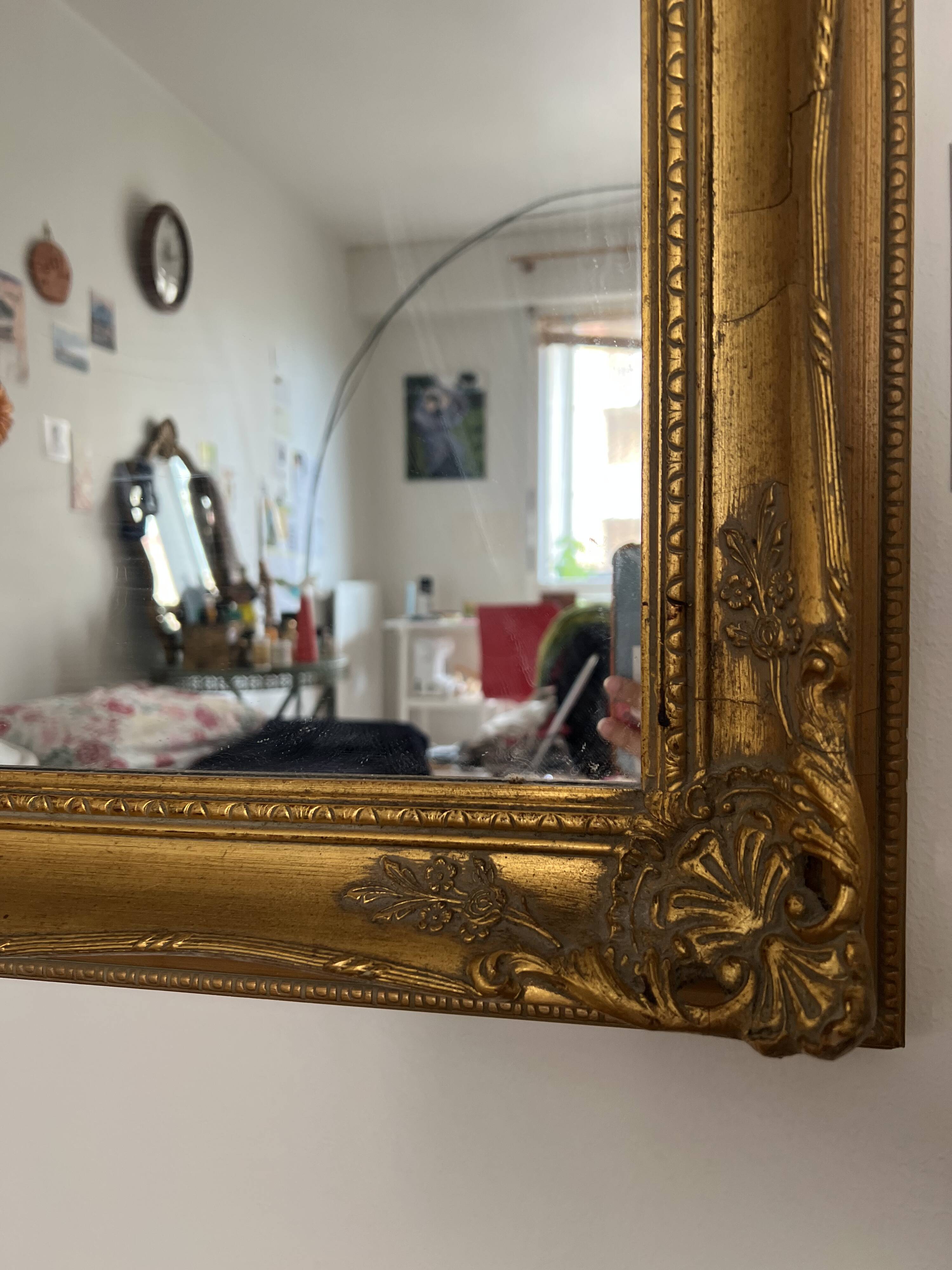 Miroir murale vintage doré avec reproduction "Les Quatre Saisons - L'A