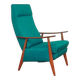 Turquoise armchair with folding footrest, 1960s