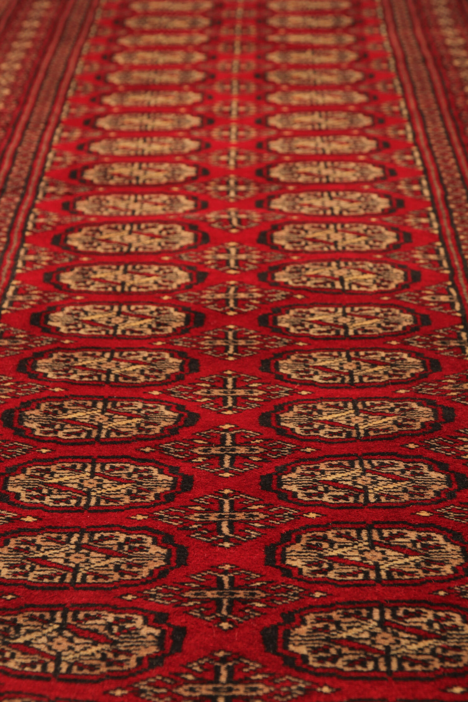 Handwoven bokhara runner rug traditional red motif runner carpet- 77x247cm