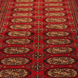 Handwoven bokhara runner rug traditional red motif runner carpet- 77x247cm