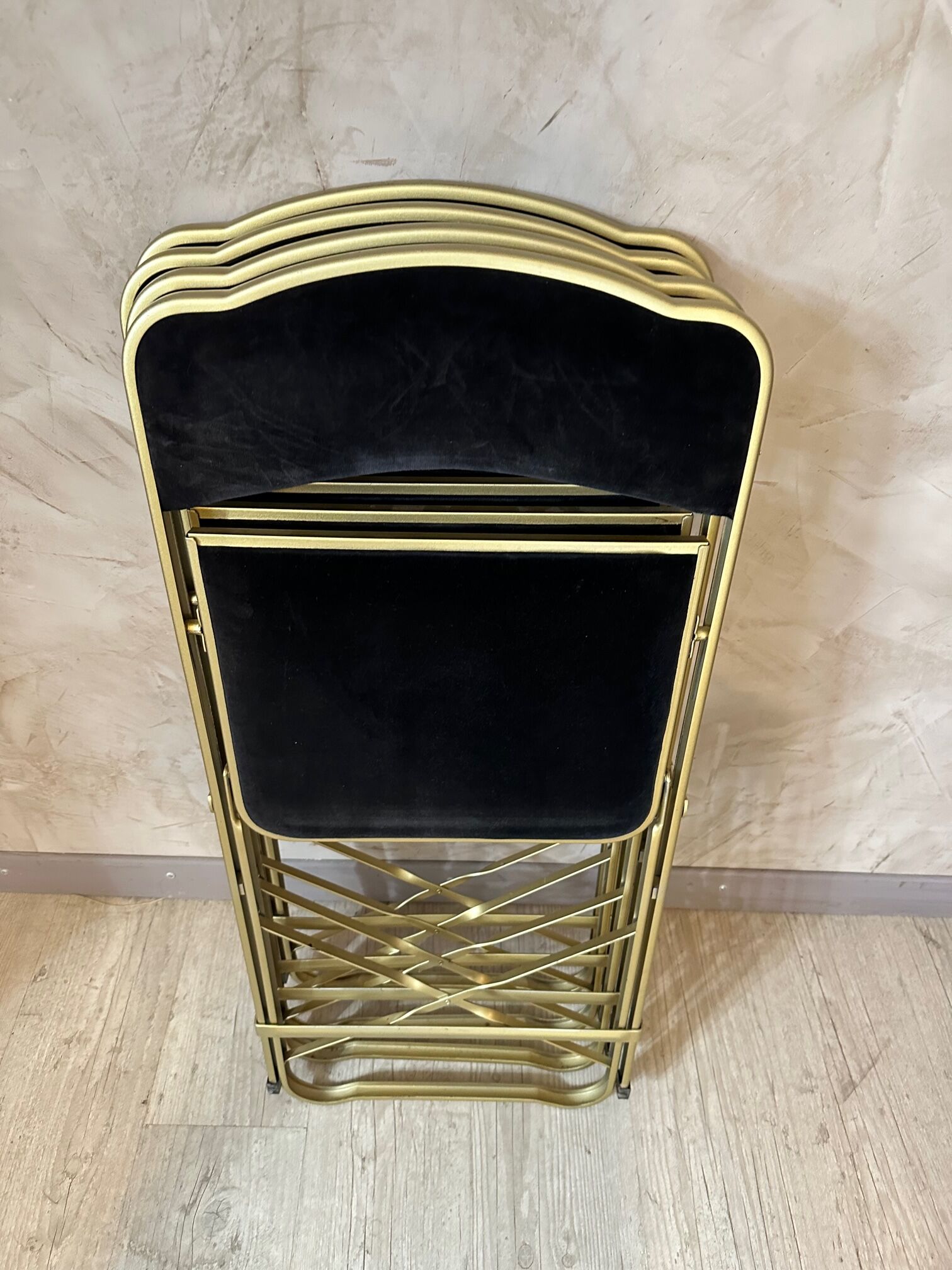 4 velvet and brass chairs