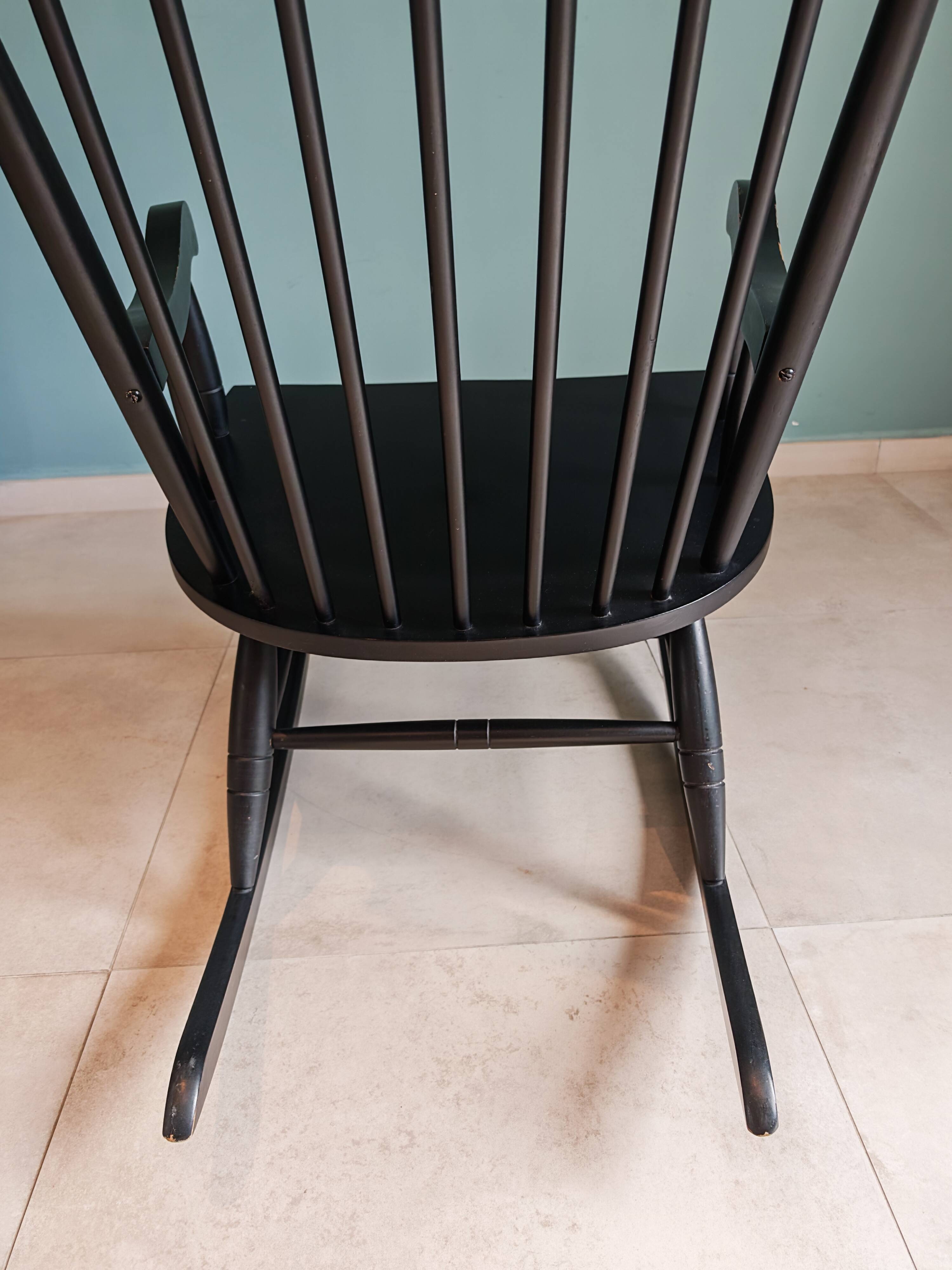 Rocking Chair Black Wood Vintage 1960 — Scandinavian Style