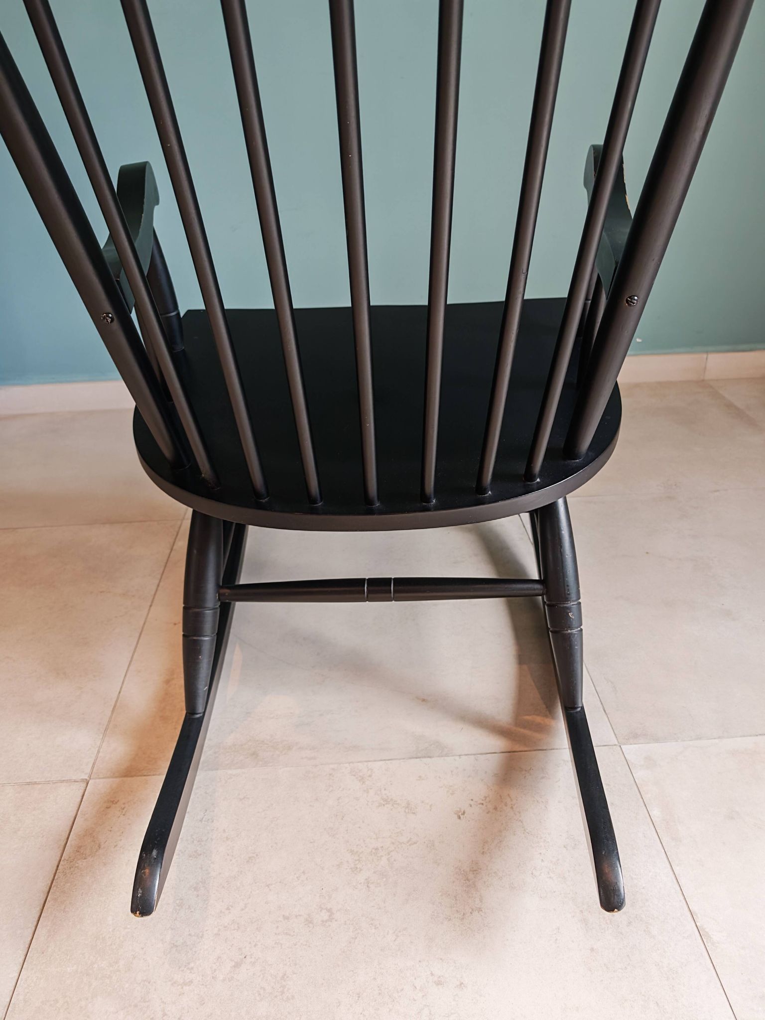 Rocking Chair Black Wood Vintage 1960 — Scandinavian Style