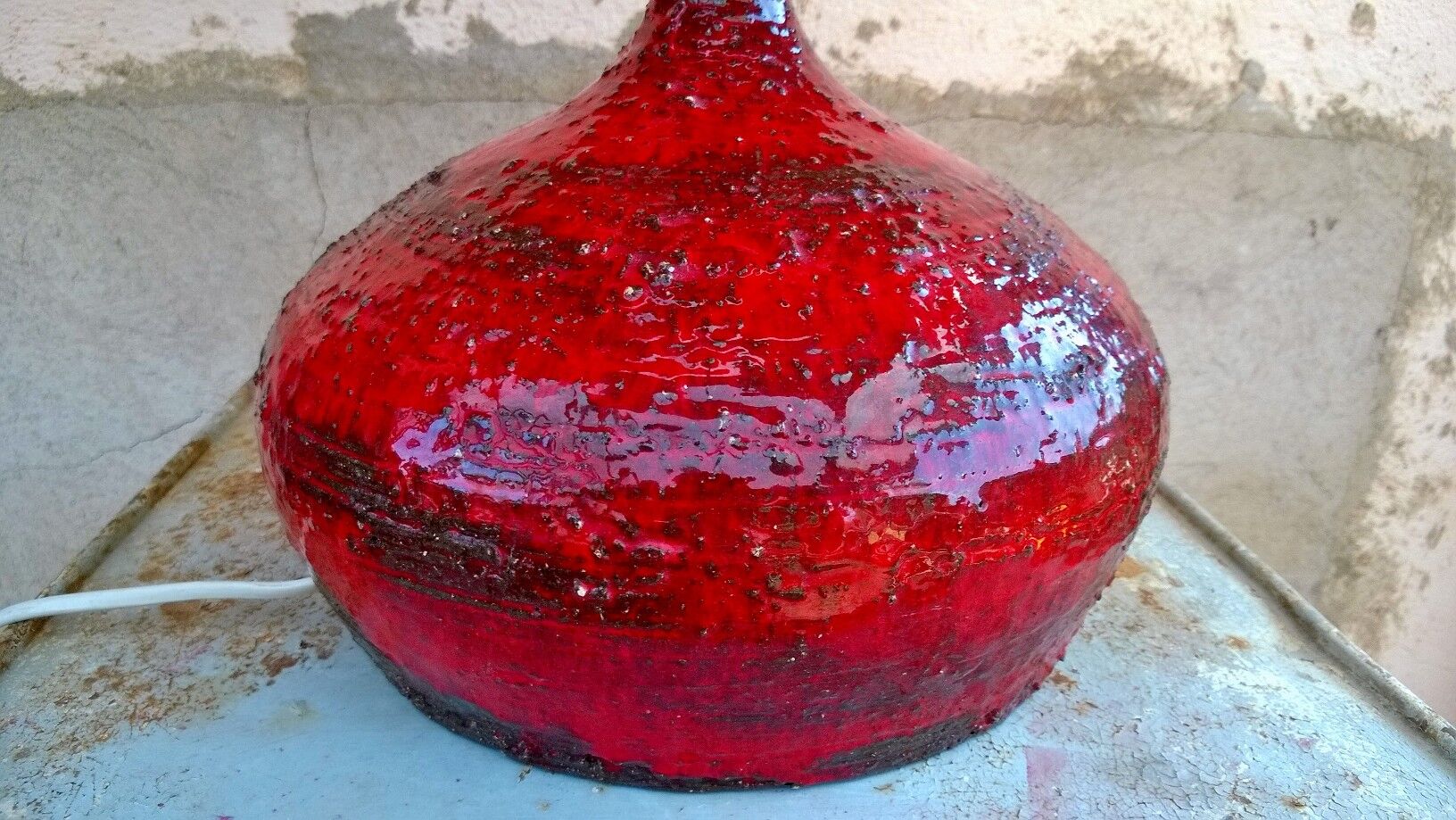 Ceramic lamp and teak by Krosselbach 1970