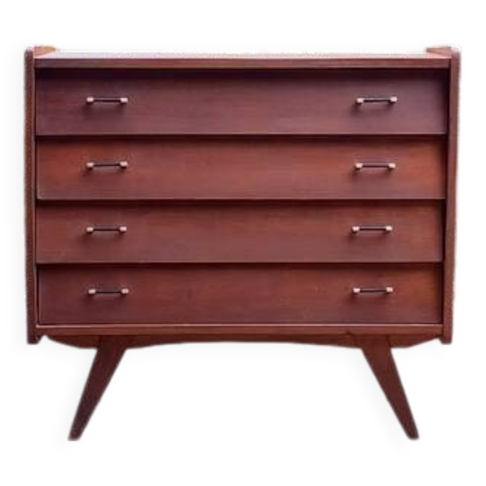 Antique vintage chest of drawers with wooden compass feet