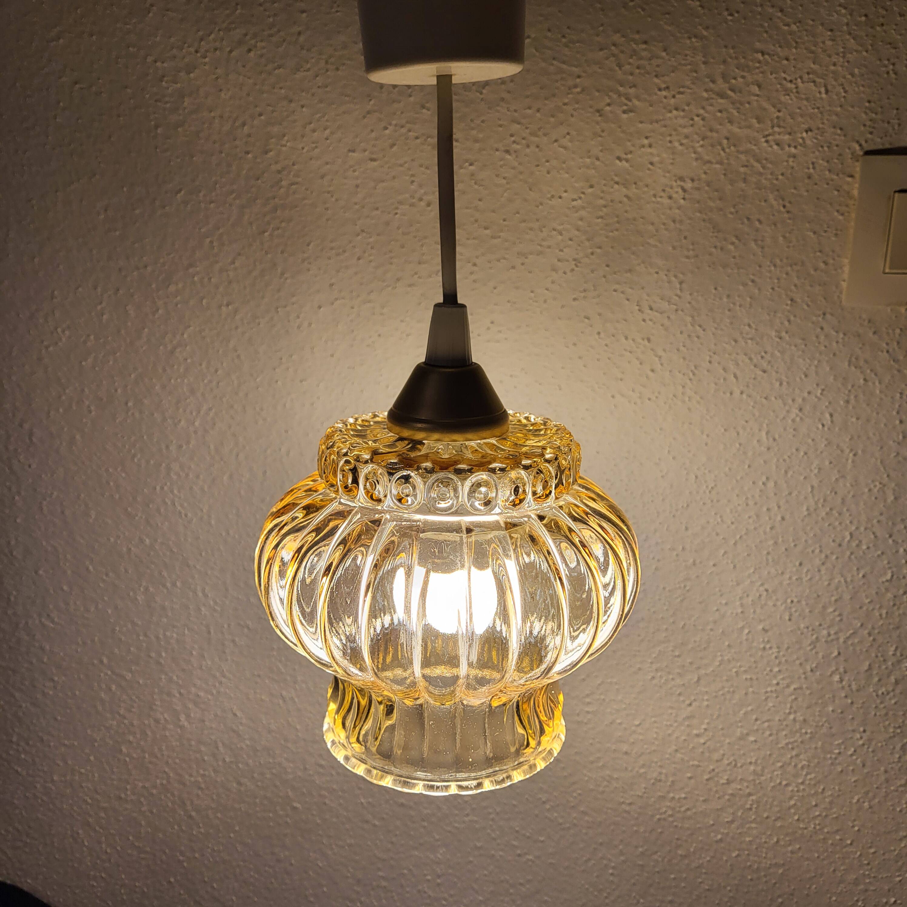 amber space age globe suspension, 1970