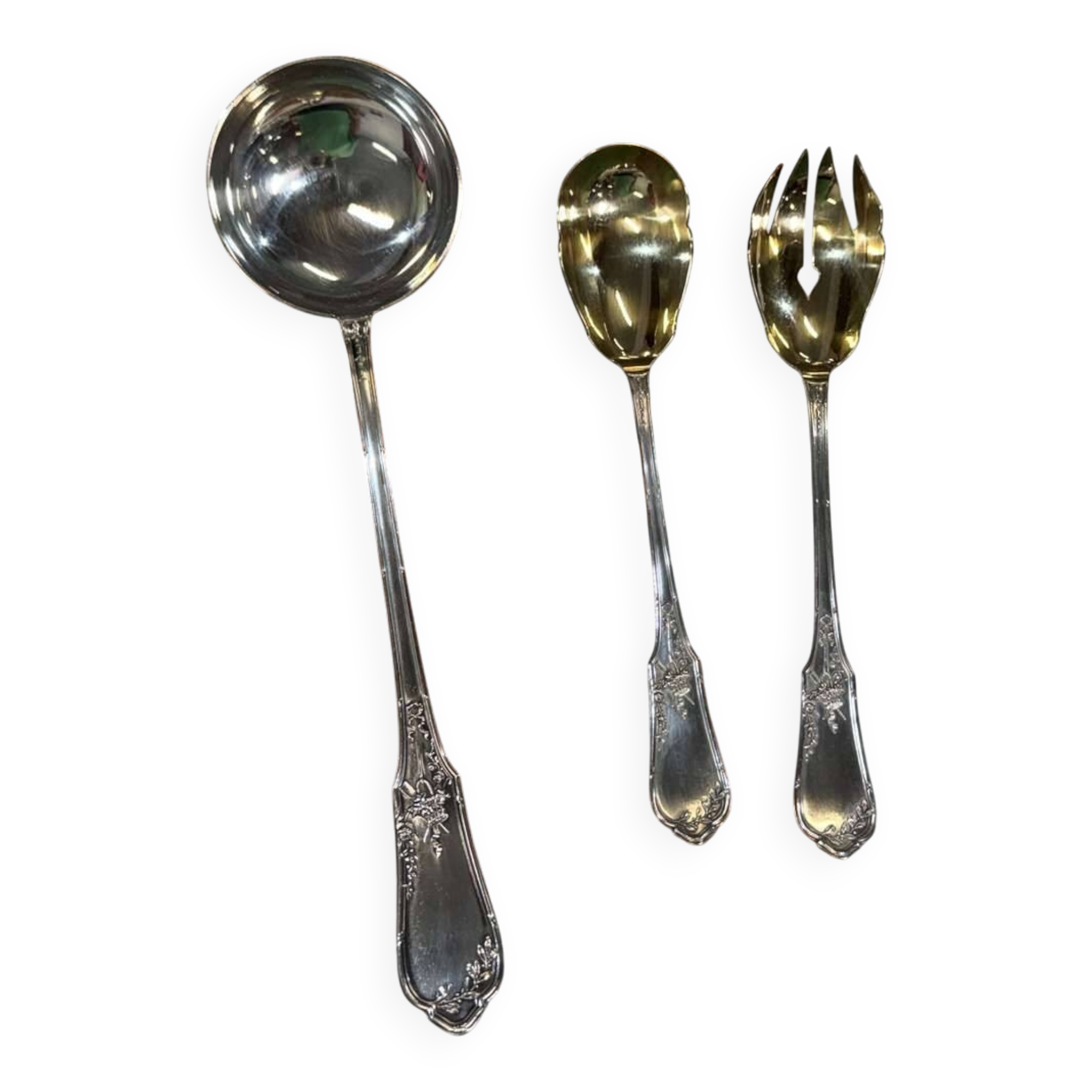 Silver-plated metal box RAVINET D'ENFERT - Ladle + salad service