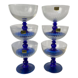 6 verres à pied de couleur bleu luminarc