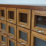 Vintage Dutch Beech Haberdashery Shop Cabinet / Vitrine, 1950s