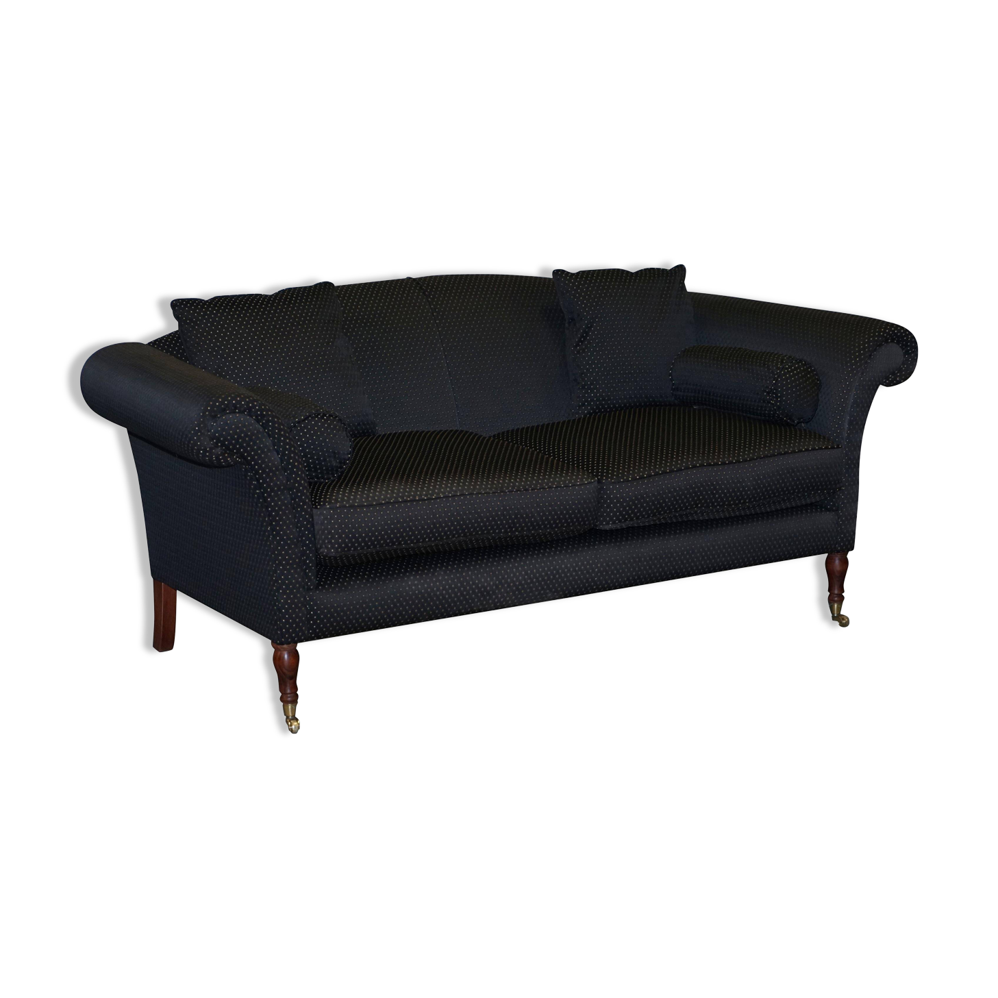 Three-seater Art Deco canapé with a light hardwood frame.