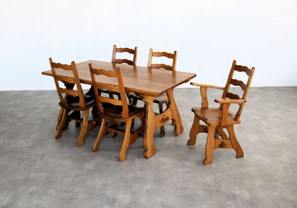 Chaises de salle à manger brutalistes   chaises vintage   années 1950   chêne