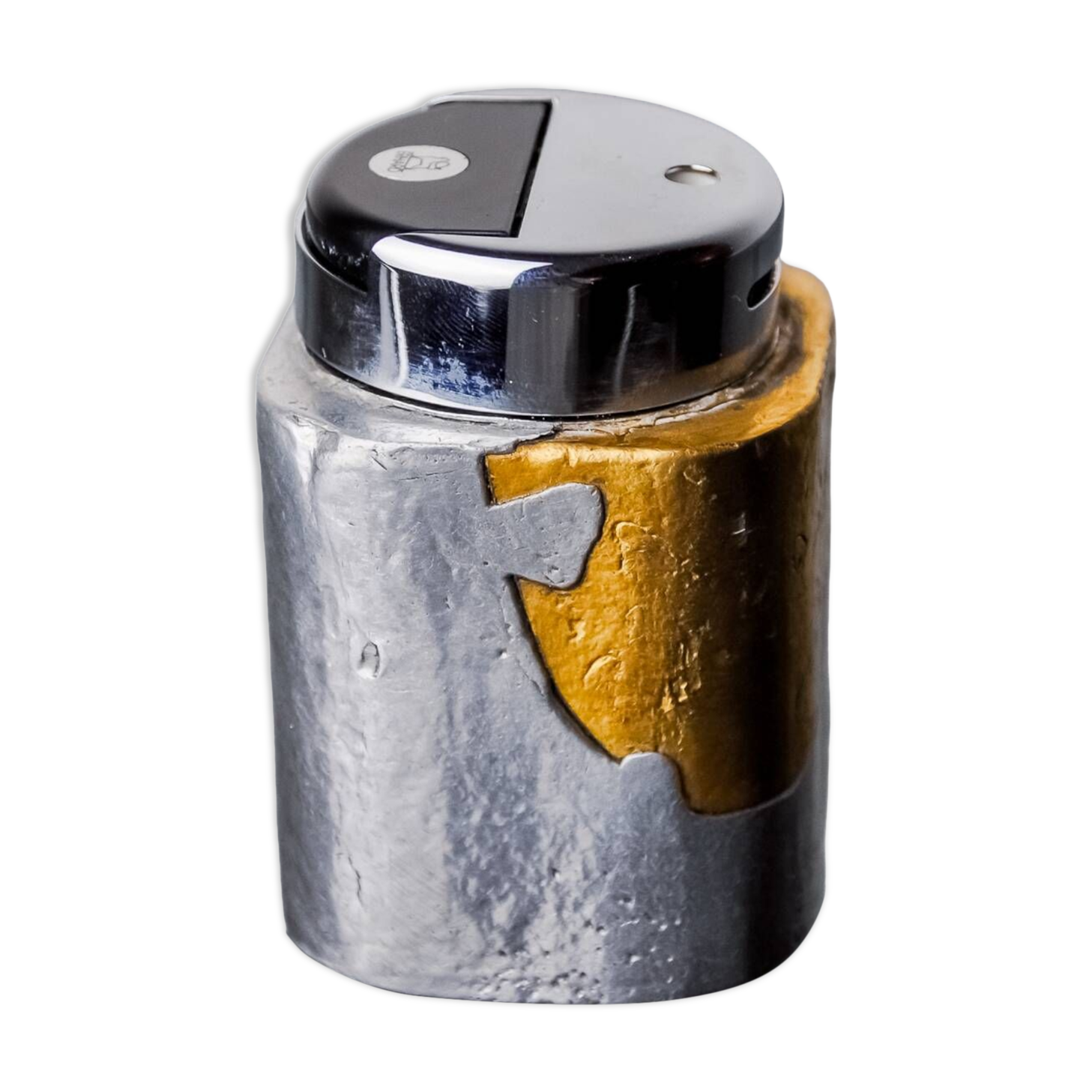 Brutalist lighter by Art3, Brass and aluminum, 1970, Spain