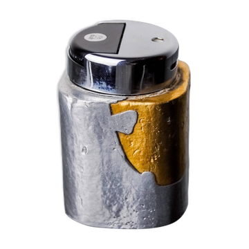 Brutalist lighter by Art3, Brass and aluminum, 1970, Spain