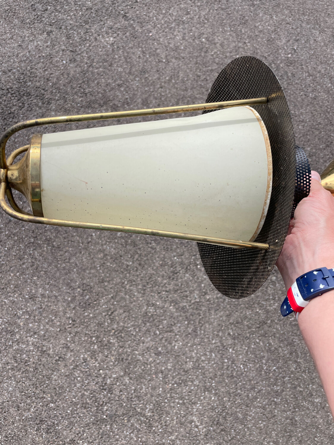 Arlus Lunel 1950 chandelier in perforated metal