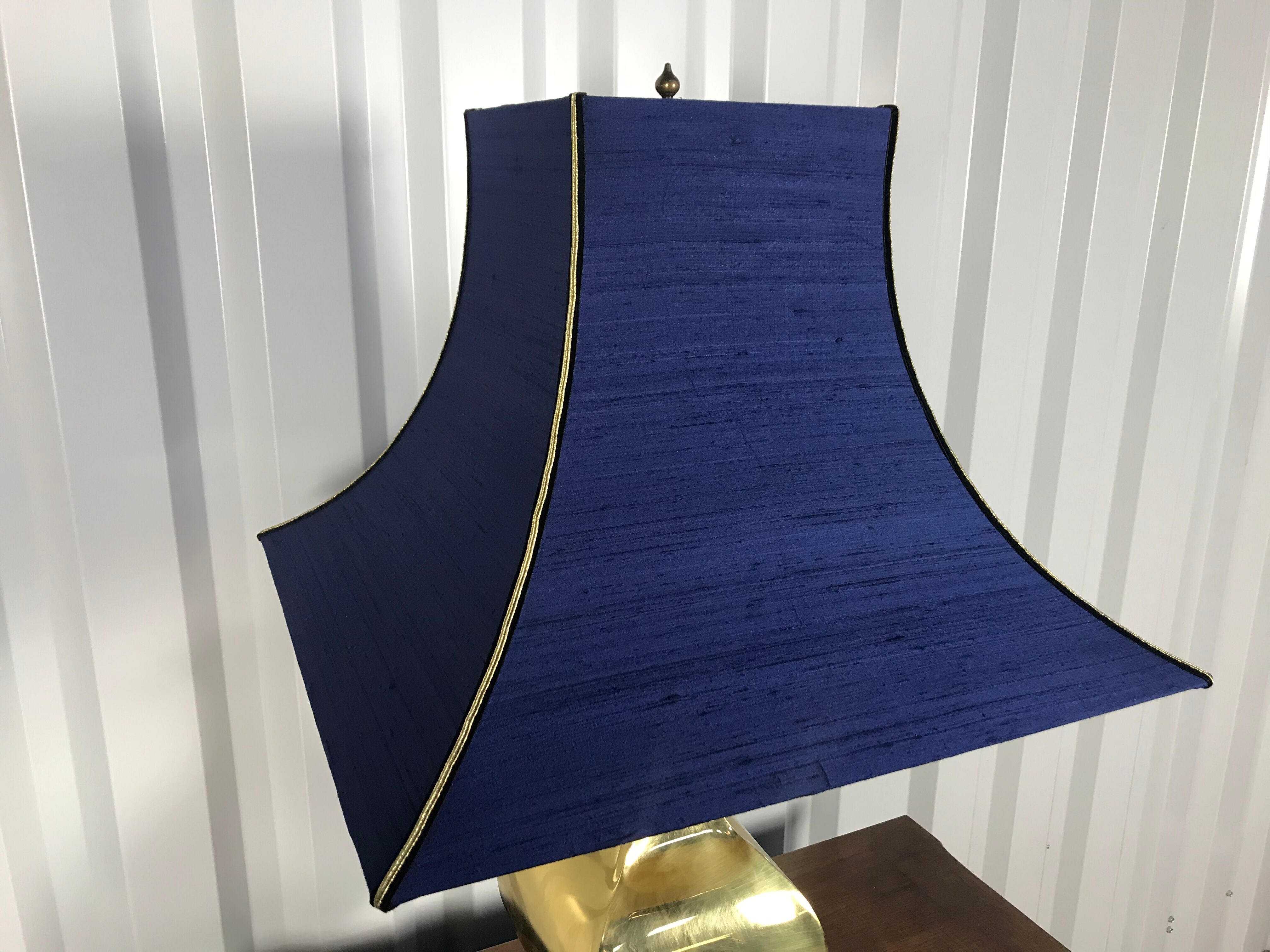 Brass lamp with bespoke pagoda lampshade