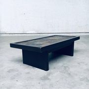 Brutalist Style Slate Tile Inlay Coffee Table, Belgium, 1970s
