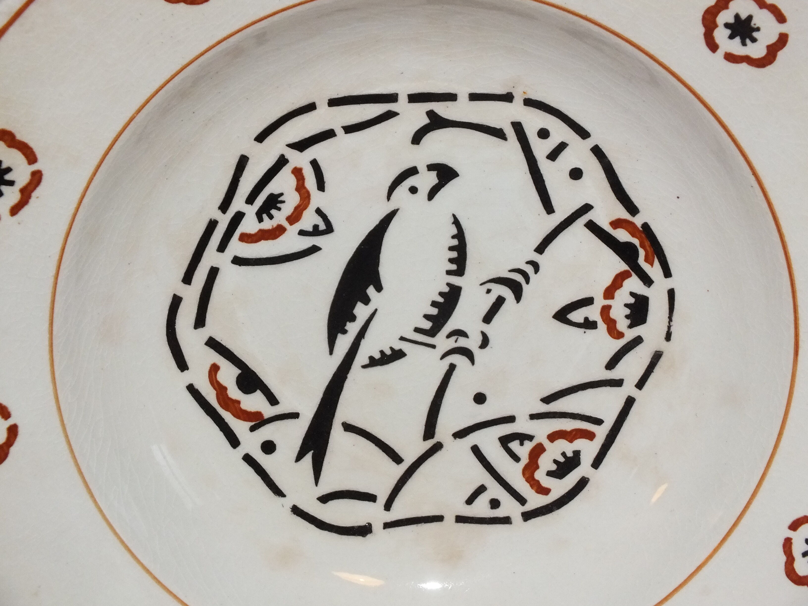 Hollow plate KG Lunéville Oiselet Art Deco style