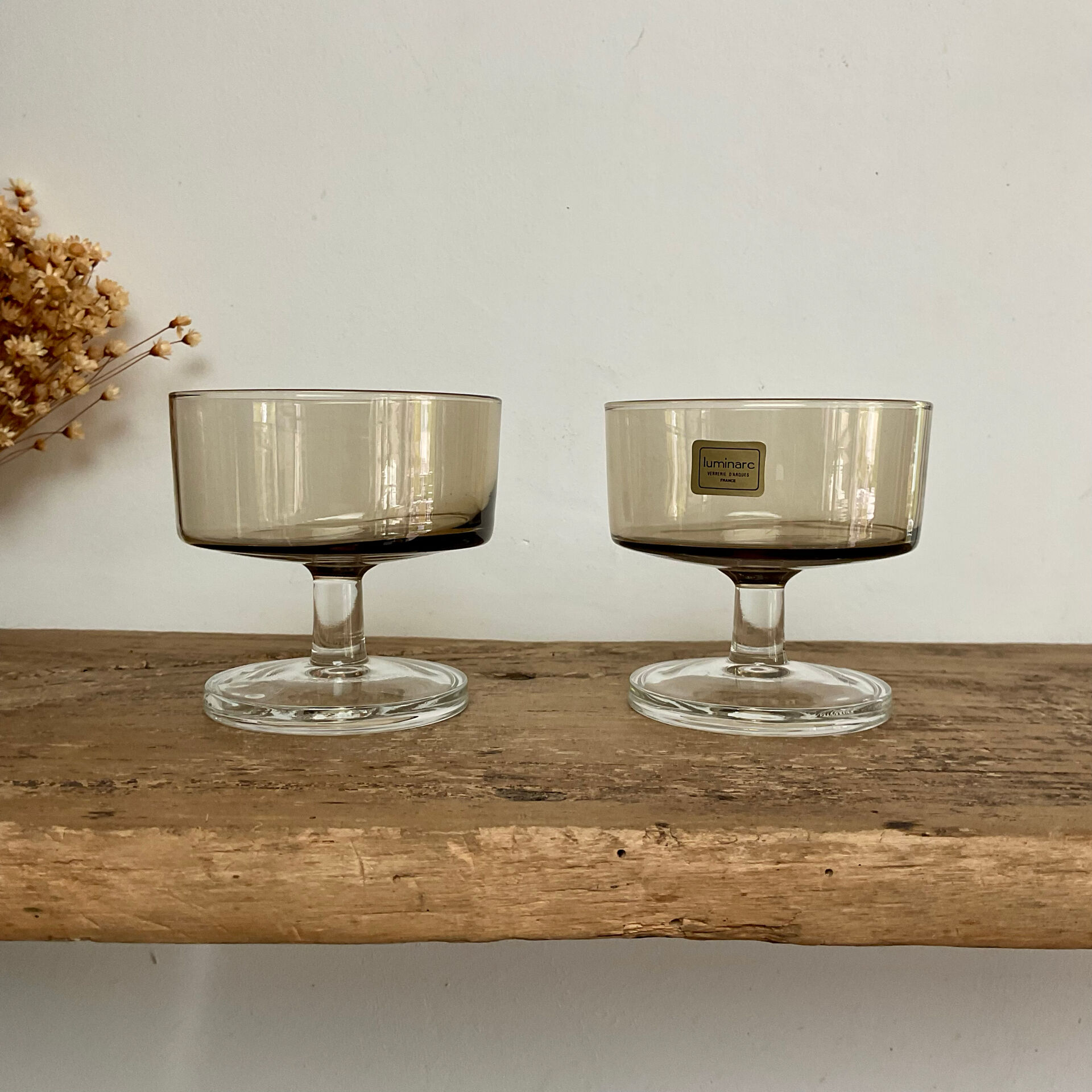 6 vintage smoked glass coupes model "Sweden" France