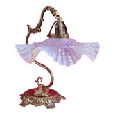 bronze lamp shade with lace opalescent glass suspended h39x39 very beautiful and not common elec
