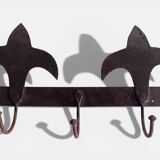 Antique French Provincial Wrought Iron Coat or Hat Rack with Fleur-de-Lis