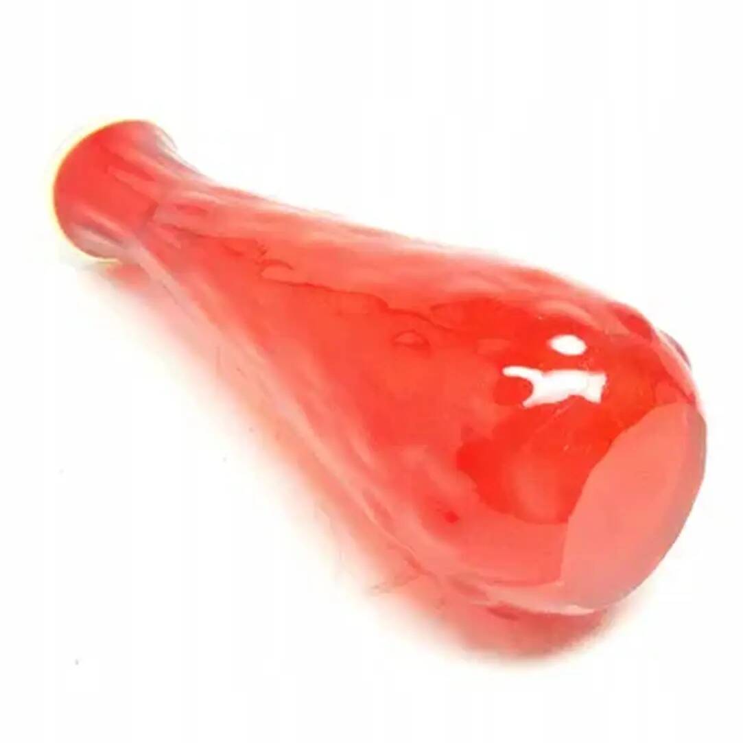 Bean vase, mid-century modern, red glass, Ząbkowice, Poland, 1970s