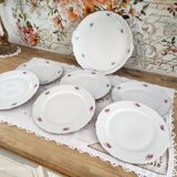 Dessert service 6 people 7 pieces porcelain Bavaria white decoration roses field flowers