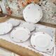 Dessert service 6 people 7 pieces porcelain Bavaria white decoration roses field flowers