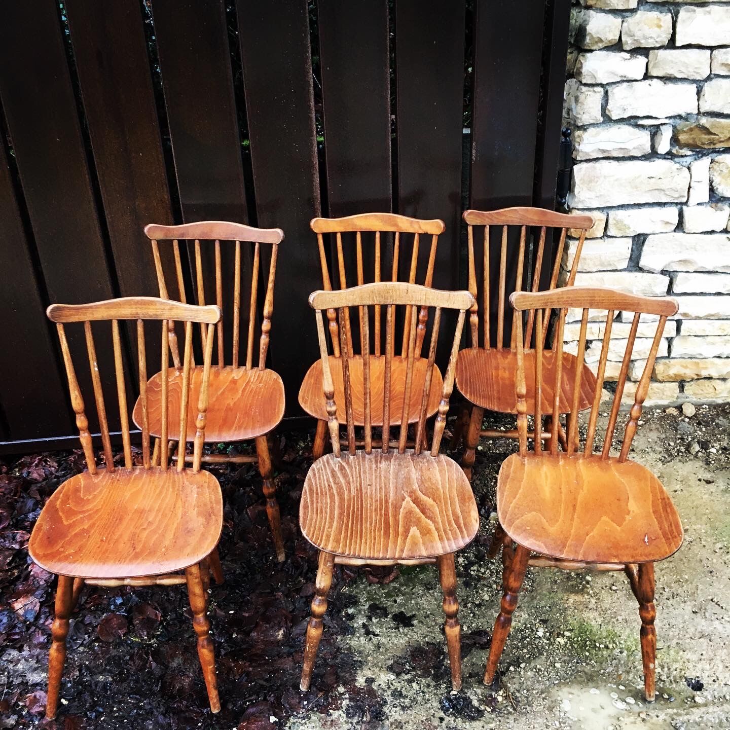 6 wooden Baumann bistro chairs