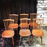 6 wooden Baumann bistro chairs
