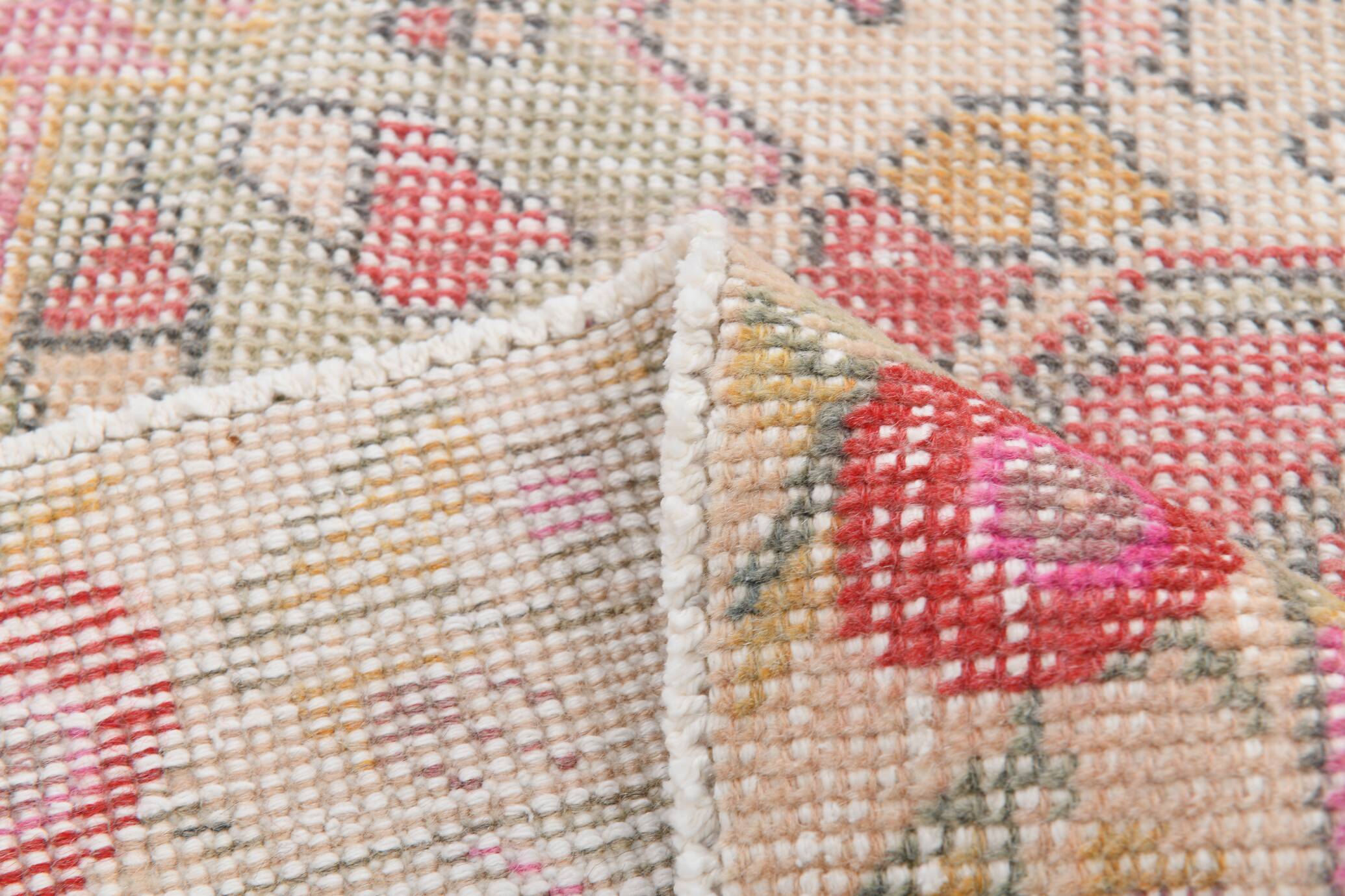 4x7 Red Cream Oriental Vintage Rug, 127x223Cm